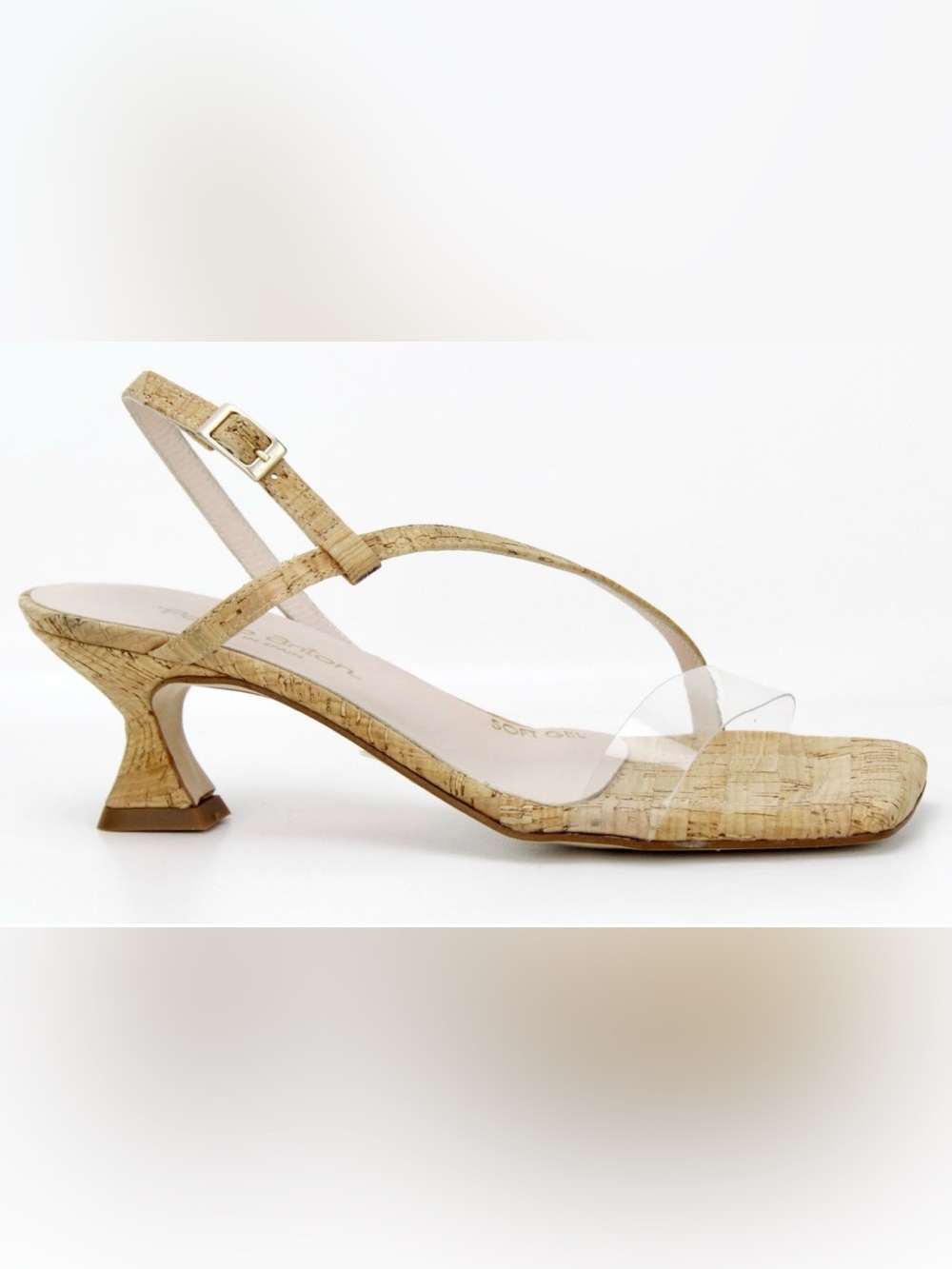 Pedro Anton Cork Soft Gel Strap Women's Heel Sandals - Beige-Made in Spain